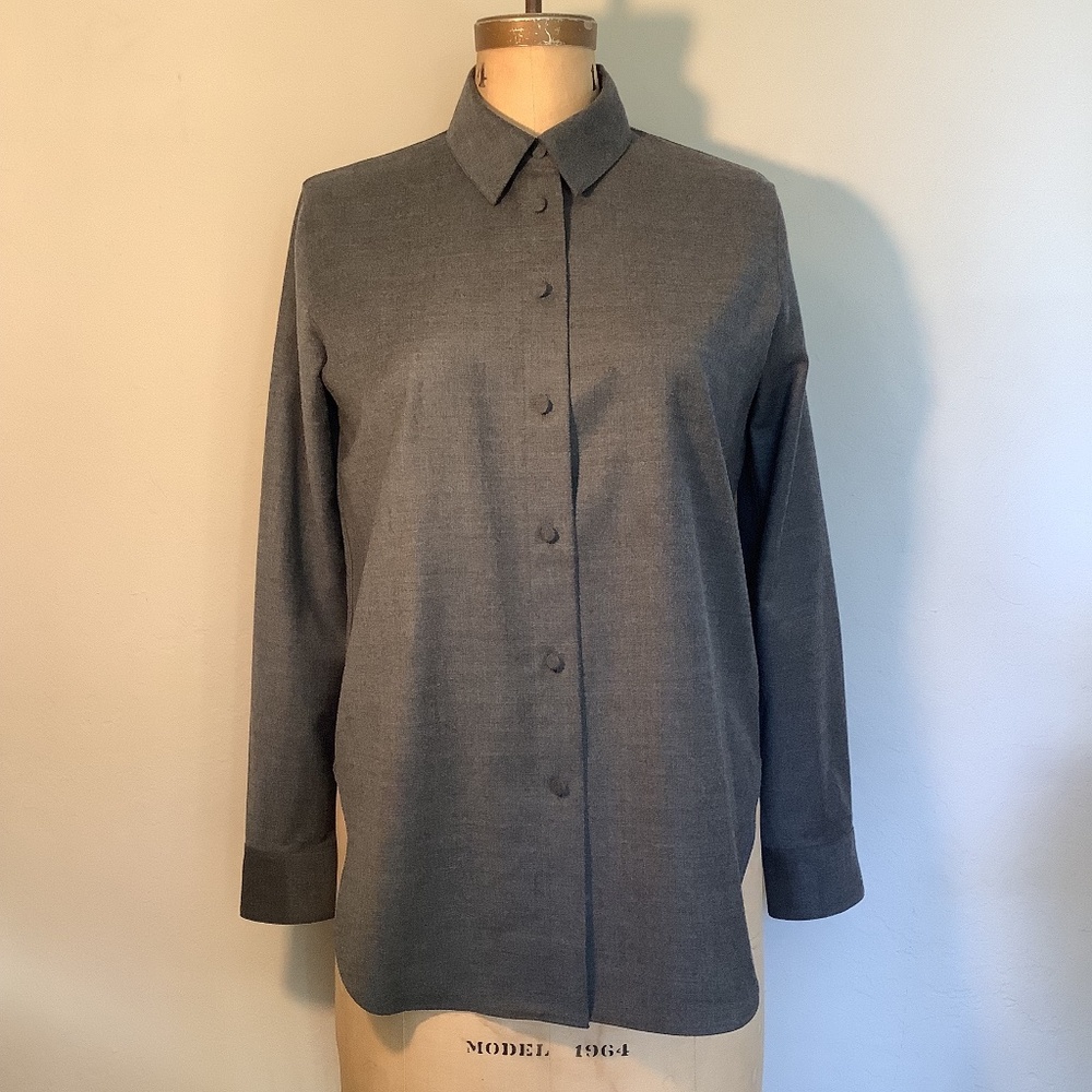 Theory Grey Wool Shirt -Petite